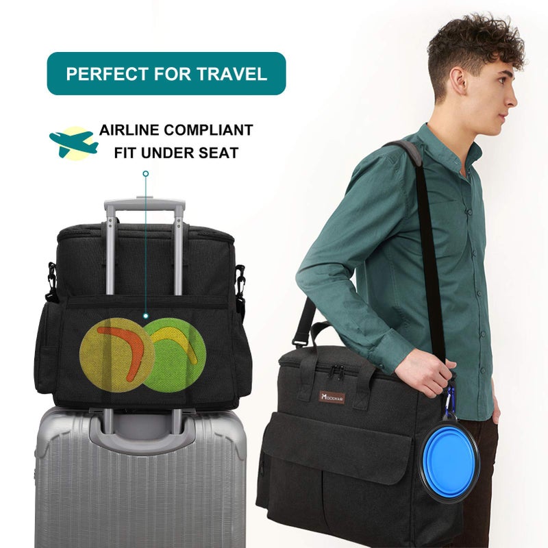 Modoker Dog Travel Bag by Modoker - Dog Travel Kit for a Weekend Away Set Includes Pet Travel Bag Organizer for Accessories, 2 Collapsible Bowls, 2 Travel Food Container (Black) - Image 5